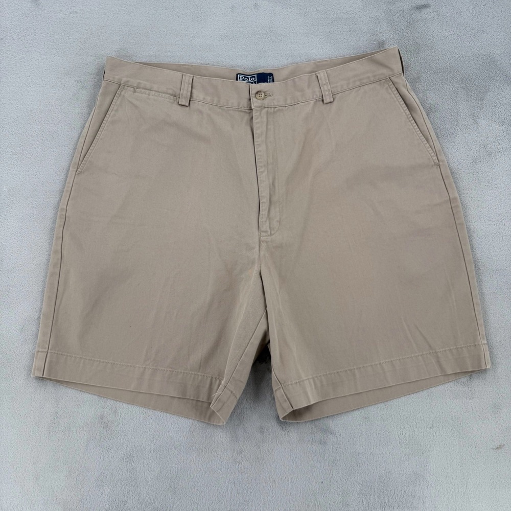 Polo Ralph Lauren Shorts Mens 40 Philip Short Tan Khaki Cotton Twill Flat Front
